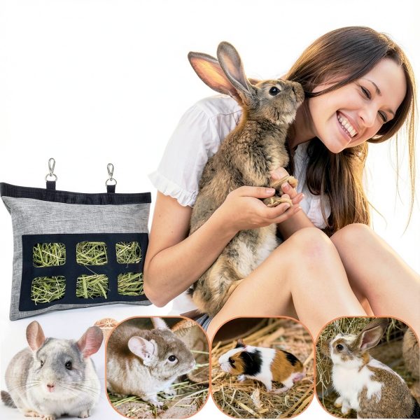 RAYFARMO Rabbit Hay Feeder Bag Durable Oxford Fabric Easy-5