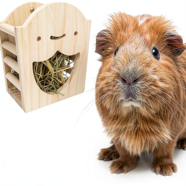 Kathson Wood Hay Dispenser Rabbit Feeder Small Animal Cage-5