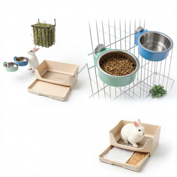 Leinuosen Rabbit Litter Box 3-in-1 Hay Feeder-5