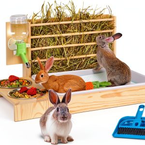 Rabbit Hay Feeder UNMOONY 4in1 Wood Design-0
