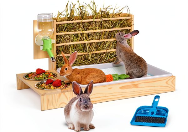 Rabbit Hay Feeder UNMOONY 4in1 Wood Design-0