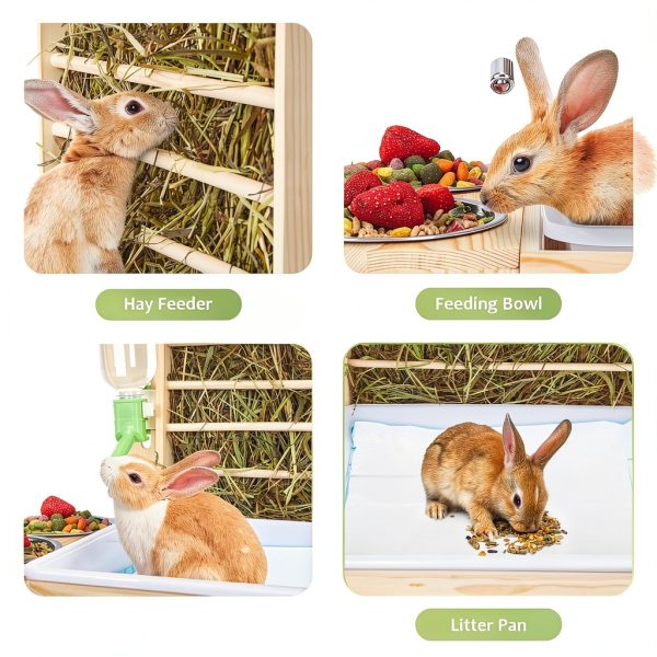 Rabbit Hay Feeder UNMOONY 4in1 Wood Design-4