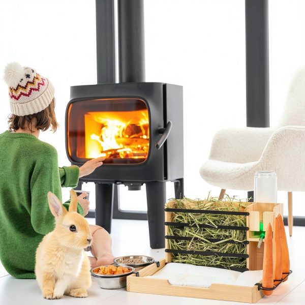 Guinea Pig Hay Holder JAZUIHA Solid Wood 4-in-1-2