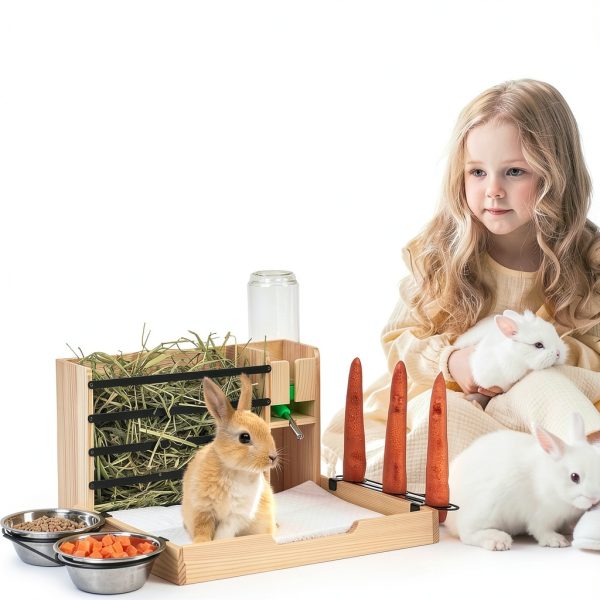Guinea Pig Hay Holder JAZUIHA Solid Wood 4-in-1-1