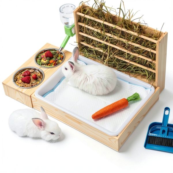 Rabbit Hay Feeder UNMOONY 4in1 Wood Design-5