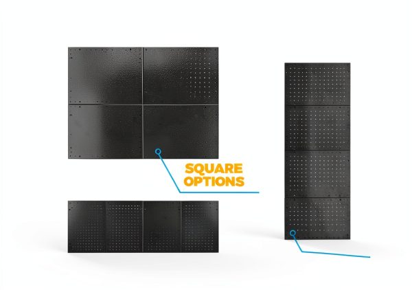 Storage Standard Black Steel Pegboard Wall Organizer 4 Panel 32 Hooks-3