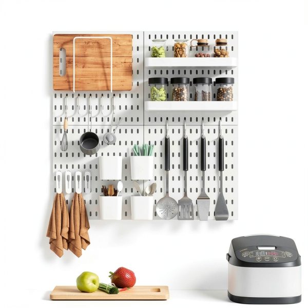 VEOFEMLEA Pegboard Kit 4-Panel Wall Organizer 51.2x25.6 Inch-6