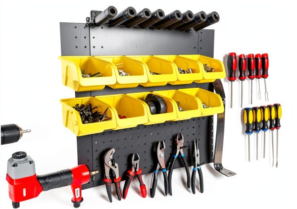 WallPeg Pegboard Bins Set 4 Large & 4 Medium Industrial Storage Kit-2