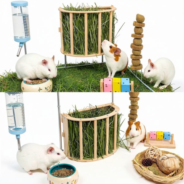 Unicorn Catcher Wooden Hay Feeder 1 Pack Small Animal Automatic Feeder-2