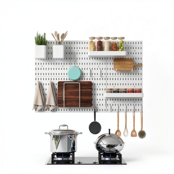 Plastic Pegboard Storage Kit Nafenai White 22x11 Hanging Shelf Set-7