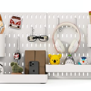 Plastic Pegboard Storage Kit Nafenai White 22x11 Hanging Shelf Set-0