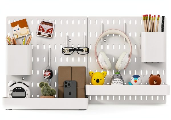 Plastic Pegboard Storage Kit Nafenai White 22x11 Hanging Shelf Set-0