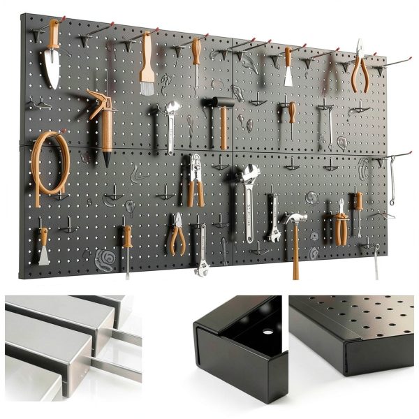 TORACK Steel Pegboard 12x24 in 4-Pack Black Heavy Duty Organizer-4