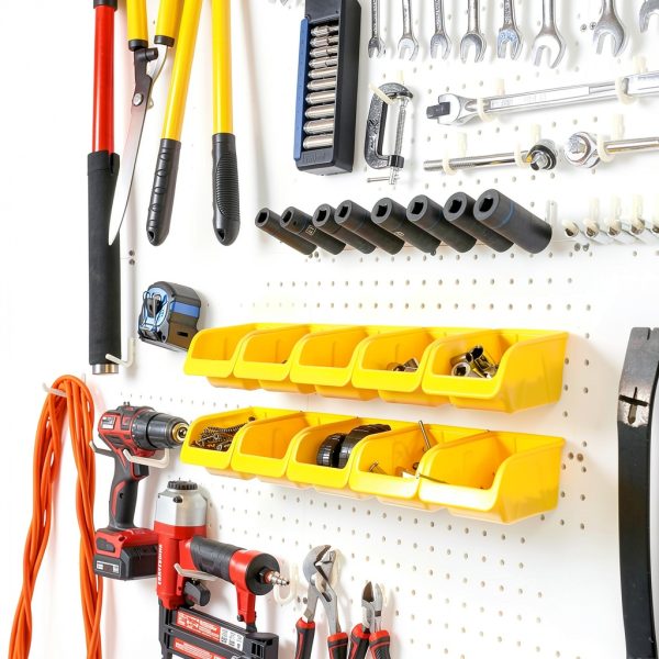WallPeg Pegboard Bins Set 4 Large & 4 Medium Industrial Storage Kit-3