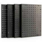 Storage Standard Black Steel Pegboard Wall Organizer 4 Panel 32 Hooks-0