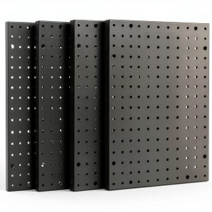 Storage Standard Black Steel Pegboard Wall Organizer 4 Panel 32 Hooks-0