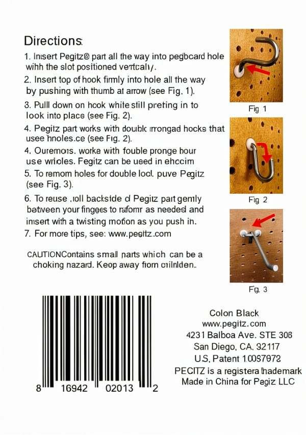 Pegboard Peg Locks 50PCS 1/4 Inch Black by Pegitz Plastic Grommet-6